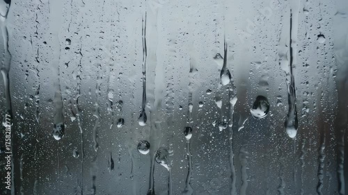 Droplets and streaks of water on a transparent surface