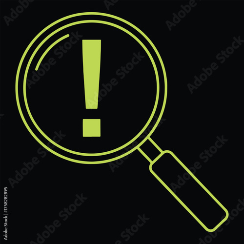 Magnifying Glass Examining Exclamation Attention Please Alert Search Notification Icon Warning Important Details
