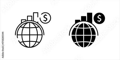  Money Globe Icon set. Multiple Style Collection, globe buseness on white background