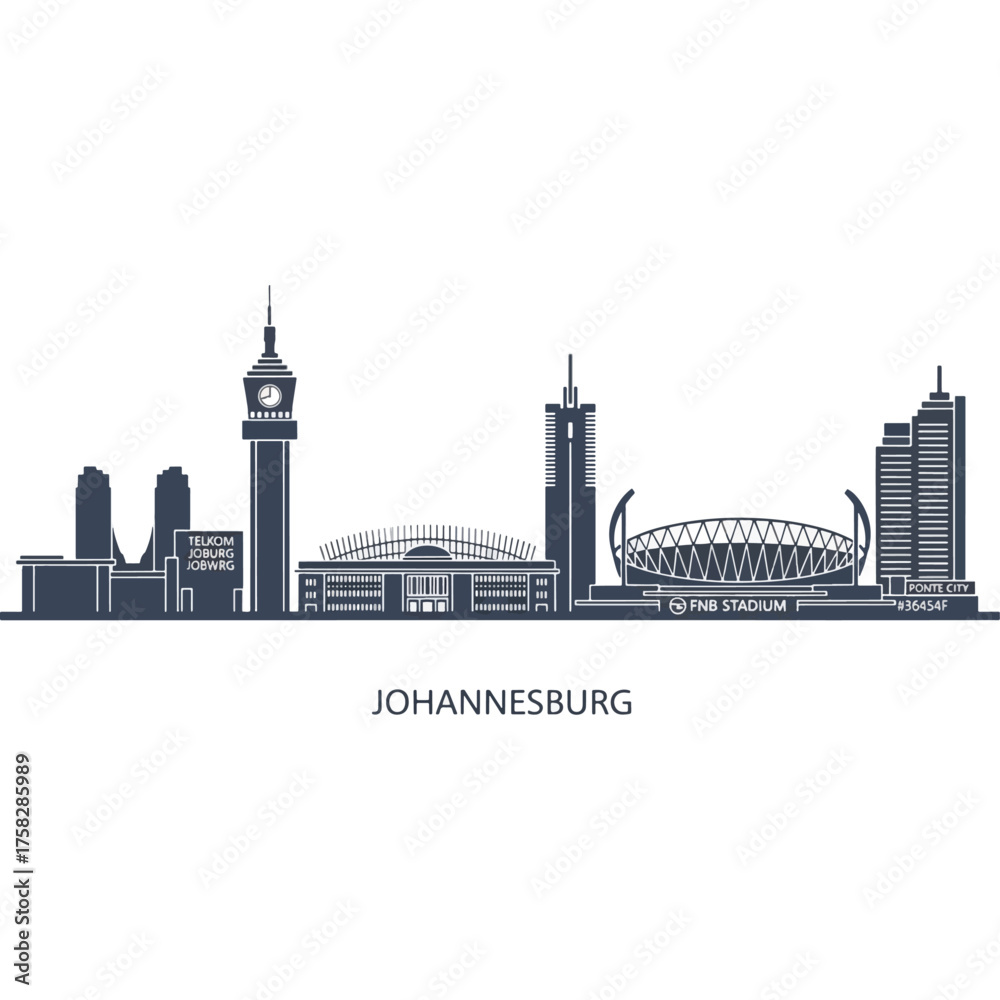 Obraz premium Johannesburg Skyline Silhouette Modern Architecture Cityscape.