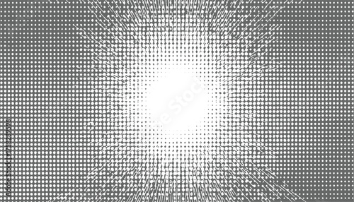 Radial burst of white dots on gray background abstract pattern