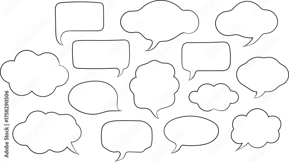 Obraz premium Collection of diverse speech bubbles in various shapes and sizes for design