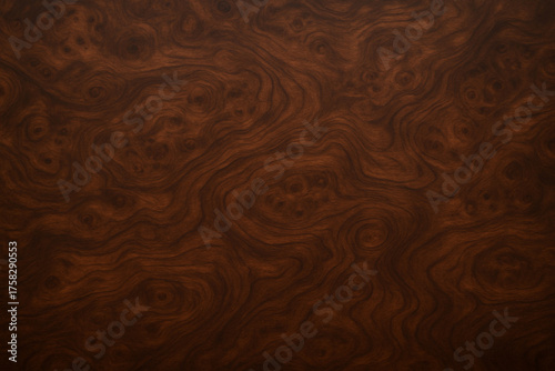 Luxurious walnut burl wood background with rich brown swirling patterns