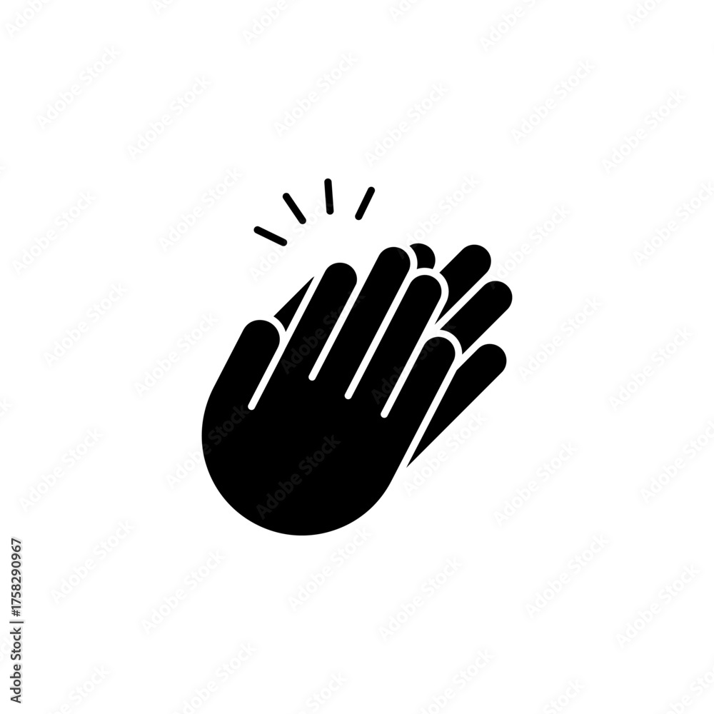 Obraz premium black clapping hand icon, vector illustration isolated on white background