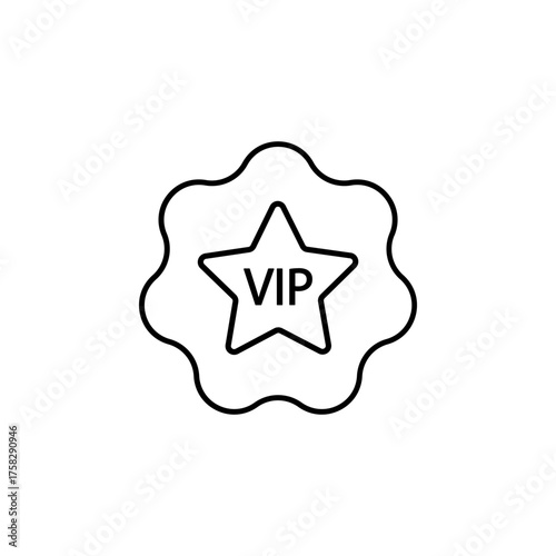 Vip line icon. Very important person star sign. Member club privilege symbol. Quality design element. Editable stroke. Linear style vip star icon. Vector