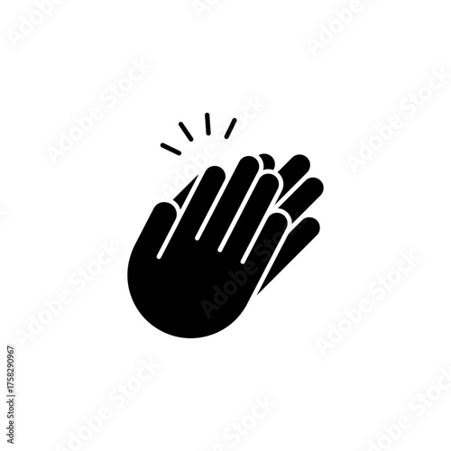 black clapping hand icon, vector illustration isolated on white background