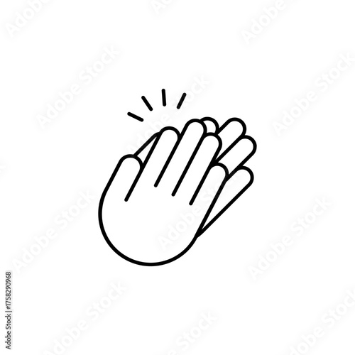 Hands clap symbol. Hand clapping line icons. Applaud and acclamation sign. Simple flat icon of praise and cheering graphic design resource and illustration.