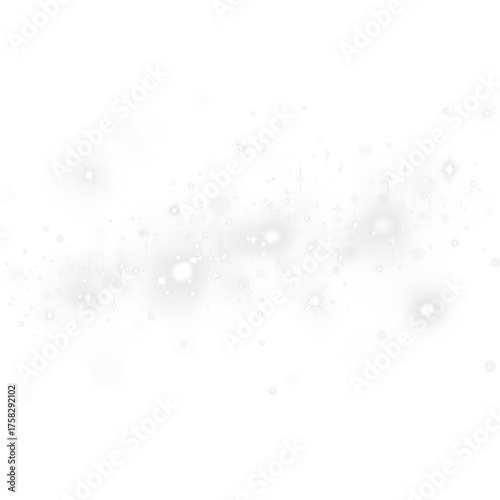 Fotografie Ethereal white PNG overlay featuring soft glowing orbs and sparkling stars, crea