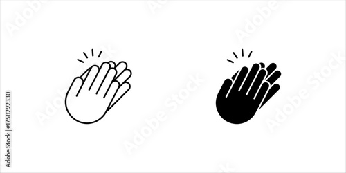 Clap icon set isolated on white background. Clapping hands sign icons collection. Clap symbol, victory gesture, applause. Congratulations, celebration and success. Vector illustration