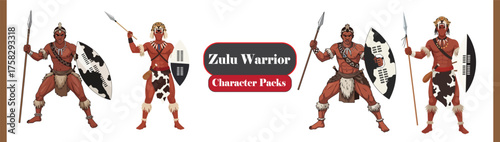 Zulu Warrior Character Set – Shields, Spears & Tribal Warriors