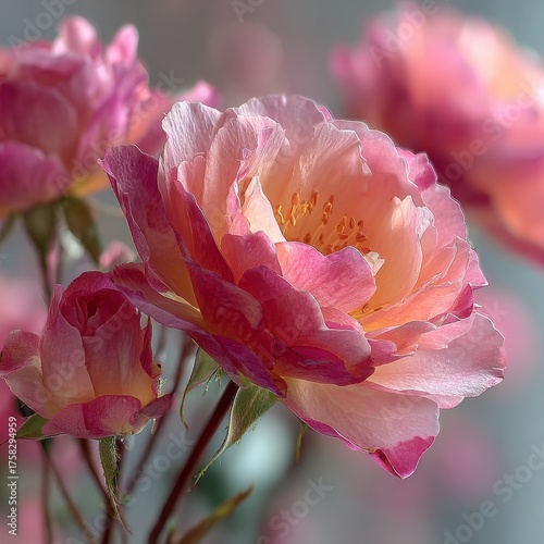 Elegant Pink Rose Bloom Close-up