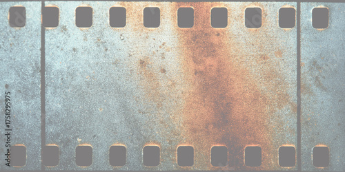 Rusty film strip texture with perforations vector