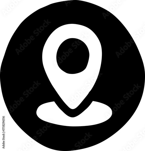map icon maps flat button circle round doodle location gps address vector