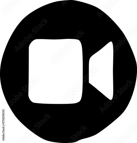 Video camera icon button black circle flat doodle