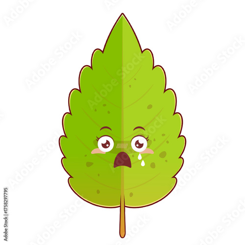 leaf scared face cartoon cute
