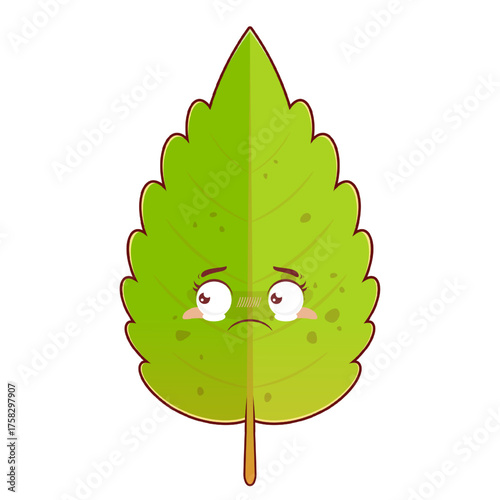 leaf scared face cartoon cute