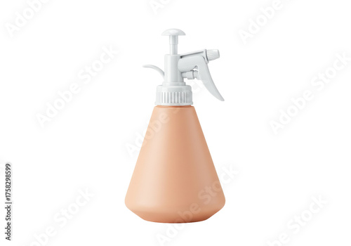 Isolated peach-toned spray bottle, plant mister, household cleaning product for plants and lawns