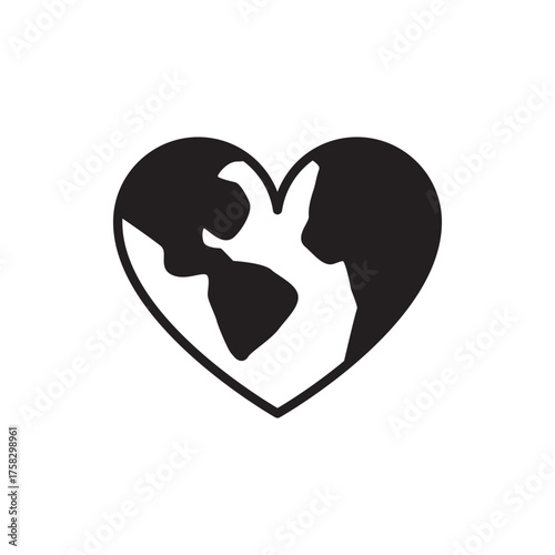Solid Heart and Cracked Earth Globe Icon