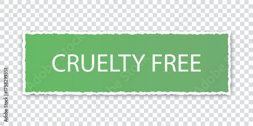 CRUELTY FREE – green torn paper banner with ripped edges