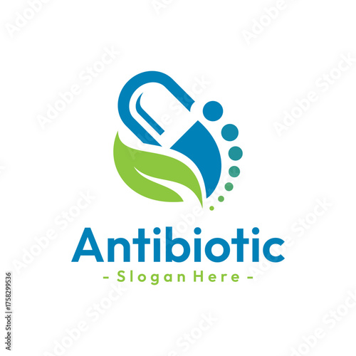 Antibiotic capsule icon vector. Healthy grow. Nutrition product logo concept.