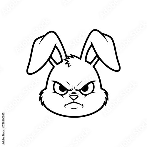 Grumpy Bunny Illustration: A fierce illustration of a cartoon bunny with a stern expression, conveying a sense of anger and annoyance.