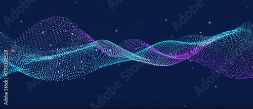 Digital Wave Abstract: A vibrant digital wave, created with a myriad of particles and lines, undulating across a dark canvas.