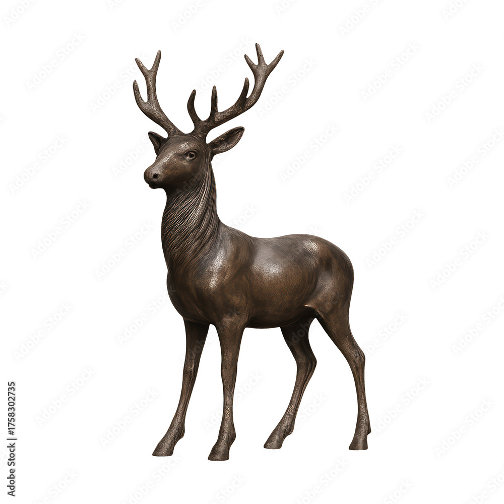Obraz premium PNG Majestic bronze deer sculpture
