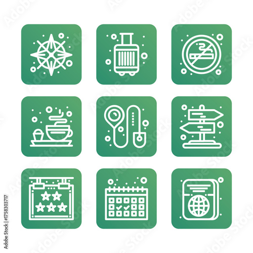 Travel icon set collection. Linear icon collection. Editable stroke. Vector illustration. tourism and outdoor recreation icon set collection