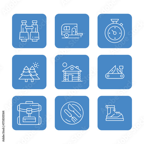 Travel icon set collection. Linear icon collection. Editable stroke. Vector illustration. tourism and outdoor recreation icon set collection
