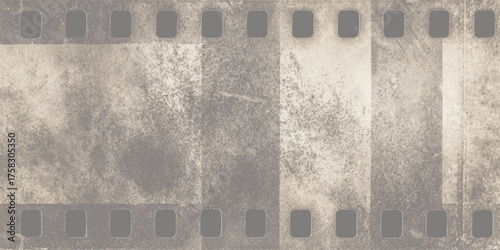 Aged film strip with perforations and grunge texture vintage