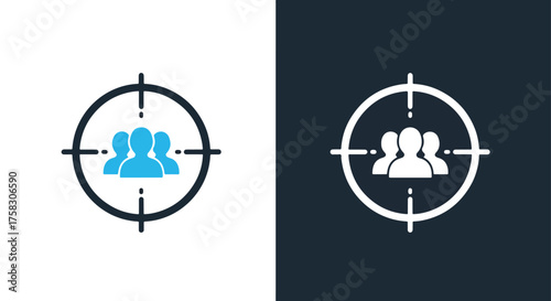 Targeted audience icon vector glyph solid illustration for marketing and business objectives -  editable modern style icon.