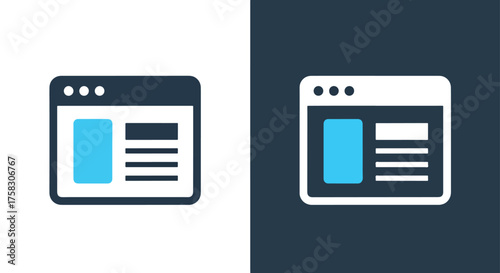 Scalable vector illustration of a web browser window icon for digital platforms -  editable modern style icon.