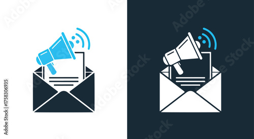 Vector illustration of email marketing megaphone icon for digital communication and advertising -  editable modern style icon.