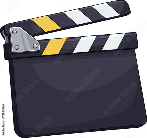 Movie Clapperboard Open for Filmmaking Scene, Isolated on White Background - Film Industry Production Studio, Motion Picture Project, Entertainment, Creative Arts, Director's Cut Action, Film Slate, C