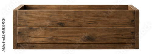 Rectangular wooden planter for balconies, made from reclaimed wood with a rustic finish.