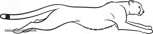 Dynamic Running Cheetah Line Art Illustration