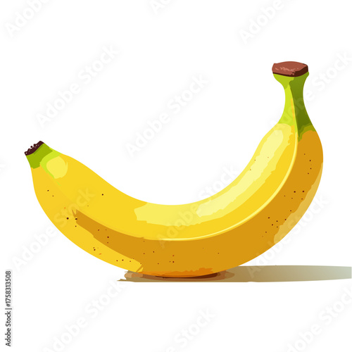 A radiant, perfectly formed banana curves gently, showing subtle brown spots on a pristine surface.