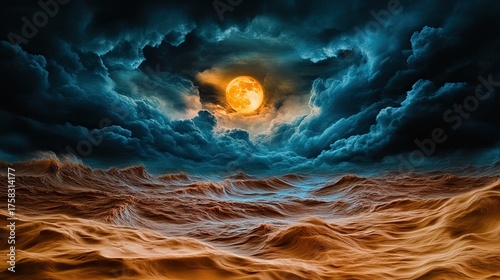 Vast Barren Desert Night with Swirling Winds