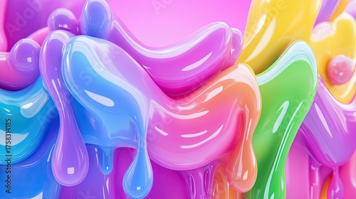 Colorful 3D Liquid Drips in Vibrant Style