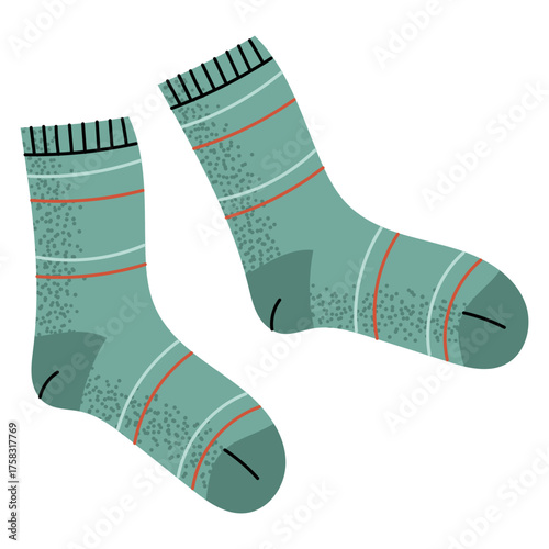 Colorful cozy socks for everyday comfort. Pair of soft cotton socks in bright colors, representing warmth, comfort and casual style for daily wear during any season.