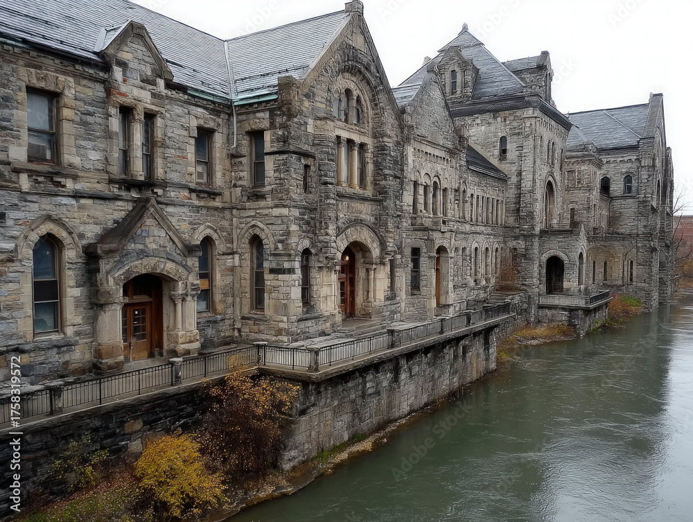 Obraz premium The historic architecture and riverfront of Utica, New York