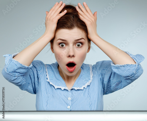 woman at computer isolated ...