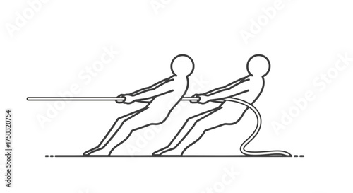 Two people are pulling a rope in a tug of war