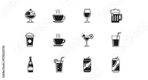 Collection of different drinks for your design