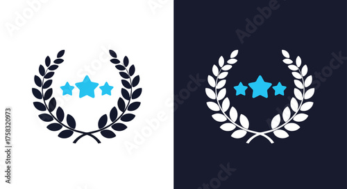 Award laurels with glowing stars icon set for business success and recognition -  Glyph solid icon - Editable modern style icon.
