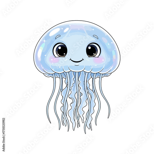 Ethereal jellyfish headshot with a beautiful holographic light effect for futuristic and modern visuals