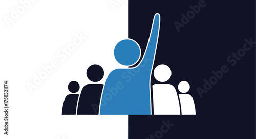 Diverse group of people raising hands in unity and participation icon set -  Glyph solid icon - Editable modern style icon.