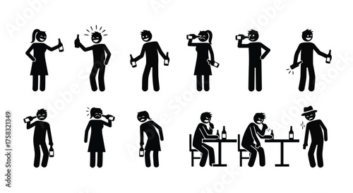 Silhouettes of people drinking alcohol