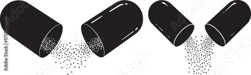 Four black high heel shoe silhouettes with glitter falling