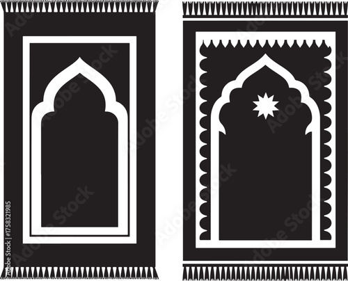 Two islamic prayer mats in silhouette
